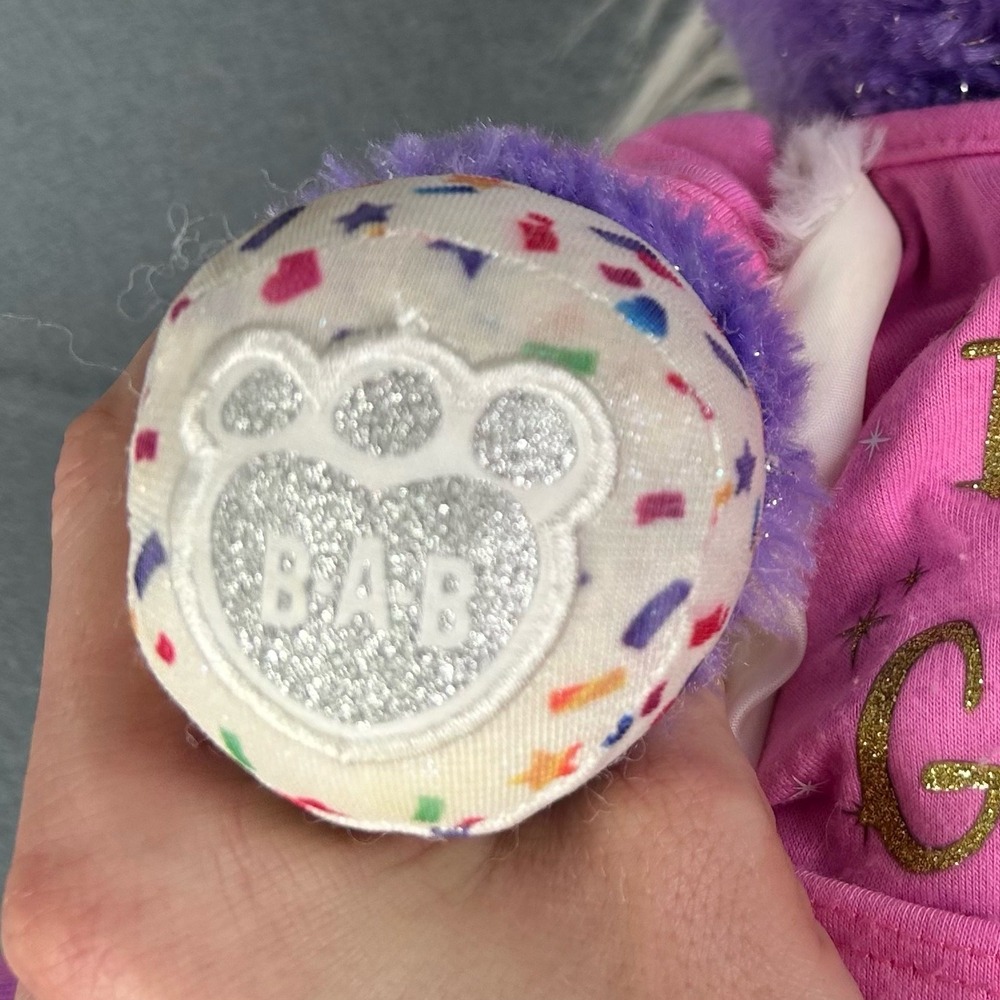 Build-A-Bear Purple Sparkle Unicorn Plush Glitter Tee Tutu Outfit Stuffed Cute - Picture 4 of 9
